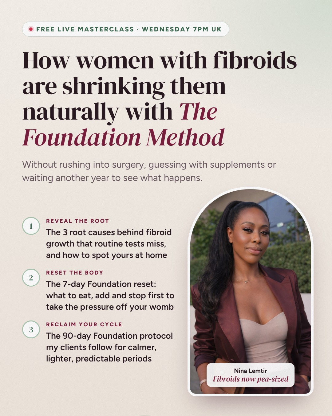 Static ad: How women with fibroids are shrinking them naturally with The Foundation Method
